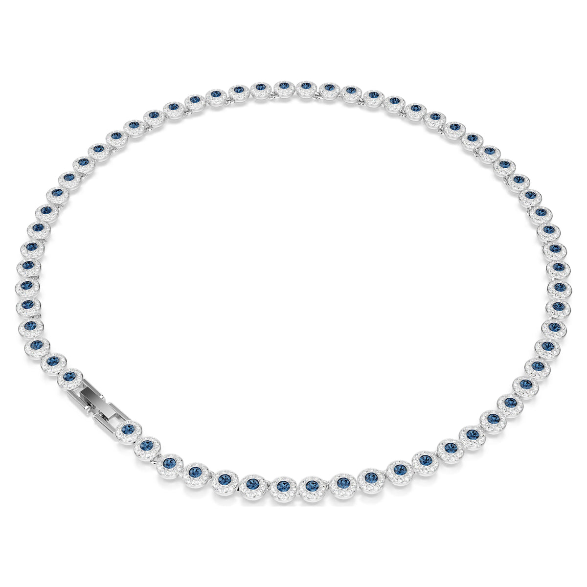 UNA ANGELIC TENNIS NECKLACE - BLUE, RHODIUM