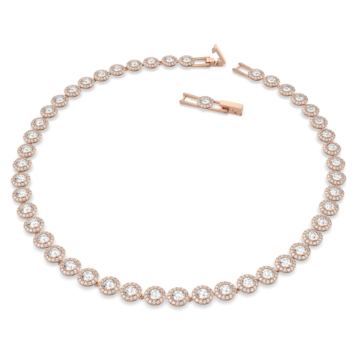 UNA ANGELIC TENNIS NECKLACE - WHITE, ROSE-GOLD