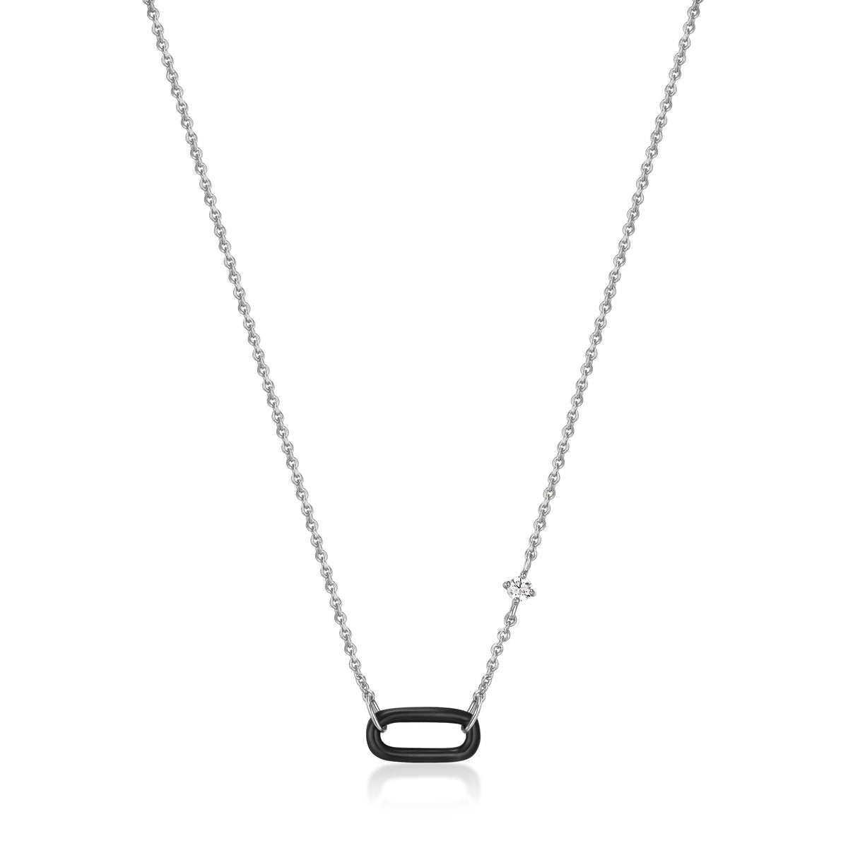 BRIGHT FUTURE RAVEN BLACK ENAMEL LINK NECKLACE