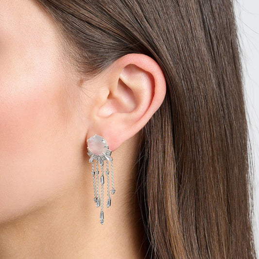 MILKY QUARTZ WITH WINTER SUN RAYS EARRINGS