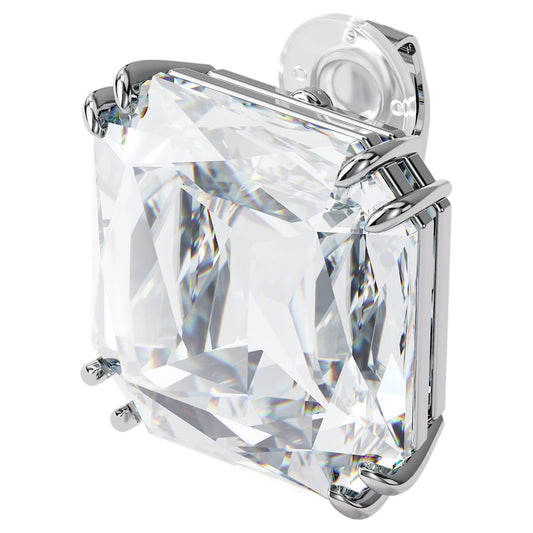 MESMERA EARRING SQUARE SINGLE - WHITE, RHODIUM