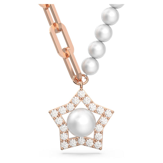 STELLA PENDANT PEARL STAR - WHITE, ROSE-GOLD